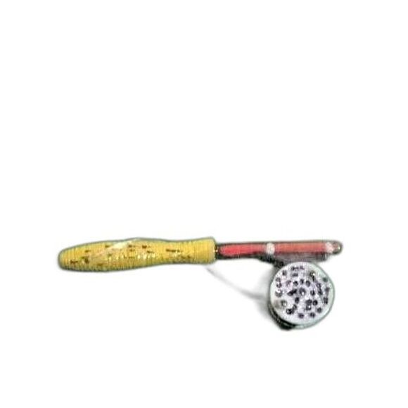 River's Edge Pewter Pin Fly Fishing Rod Reel Pinback Clip Hand Painted Rustic - Picture 2 of 2